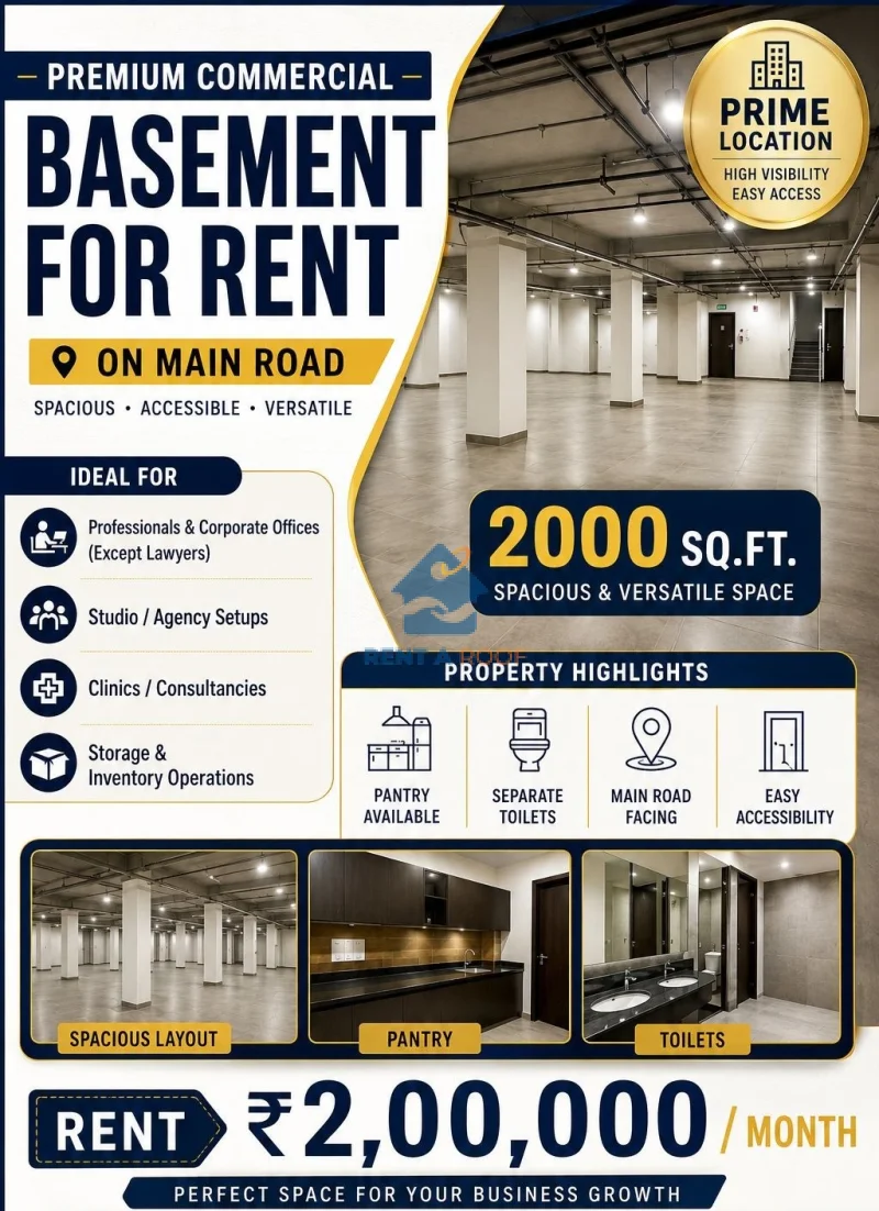 Commercial space on Basement Floor for Rent in Hauz Khas